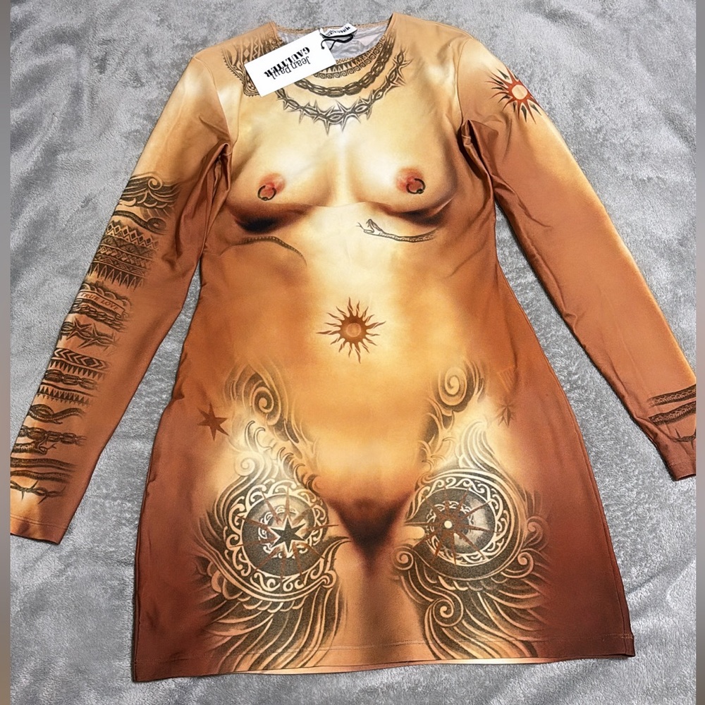 JEAN PAUL GAULTIER
Orange 'The Short Body Tattoo' Minidress